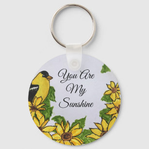 Porte-clés Vous êtes mon soleil Happy Bird Sunflowers