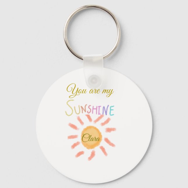 Porte-clés vous êtes mon soleil jaune orange rayons de soleil (Recto)