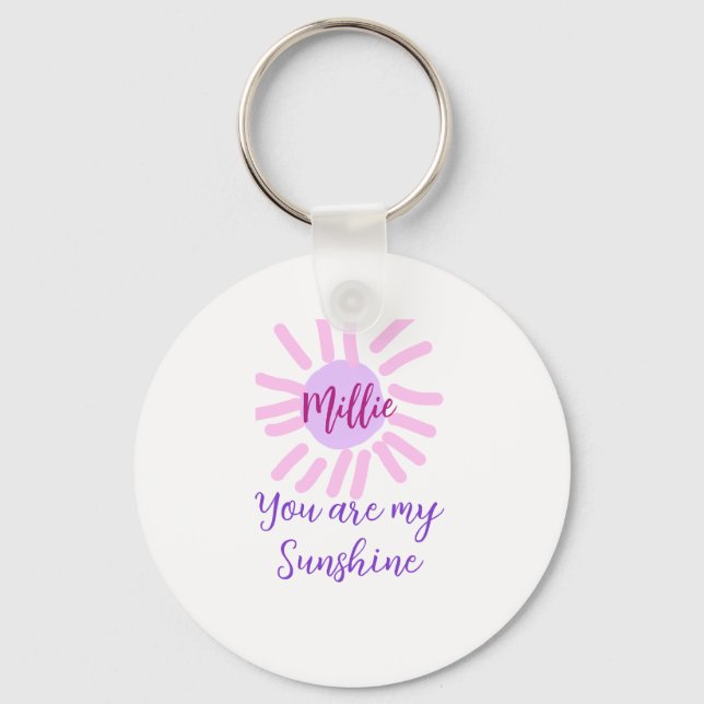 Porte-clés vous êtes mon soleil violet rose pastel rayons de  (Recto)