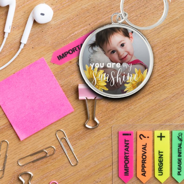 Porte-clés Vous Êtes Mon Sunshine Cute Tournesol Jaune Photo (You Are My Sunshine Cute Yellow Sunflower Photo Keychain)