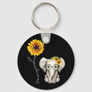 Porte-clés Vous Êtes Mon Sunshine Hippie Sunflower Elephant