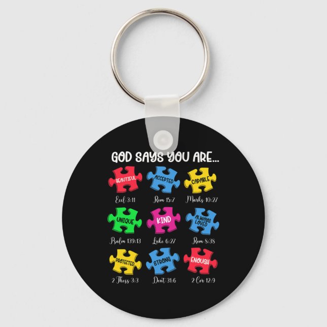 Porte-clés Vous Êtes Sensibilisation sur l'autisme Puzzle Bib (Recto)
