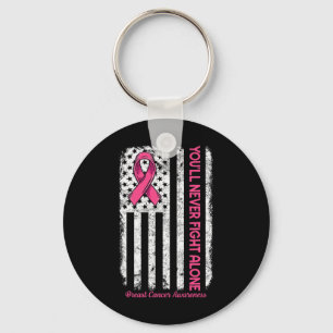 Porte-clés Vous ne combattrez jamais seul Drapeau Pink Cancer