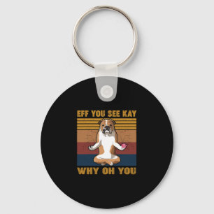 Porte-clés Vous voyez Kay Why Oh U Yoga Bulldog Anglais Rétro