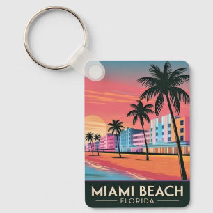 Porte-clés Voyage à l'ancienne Miami Beach Floride Coucher de