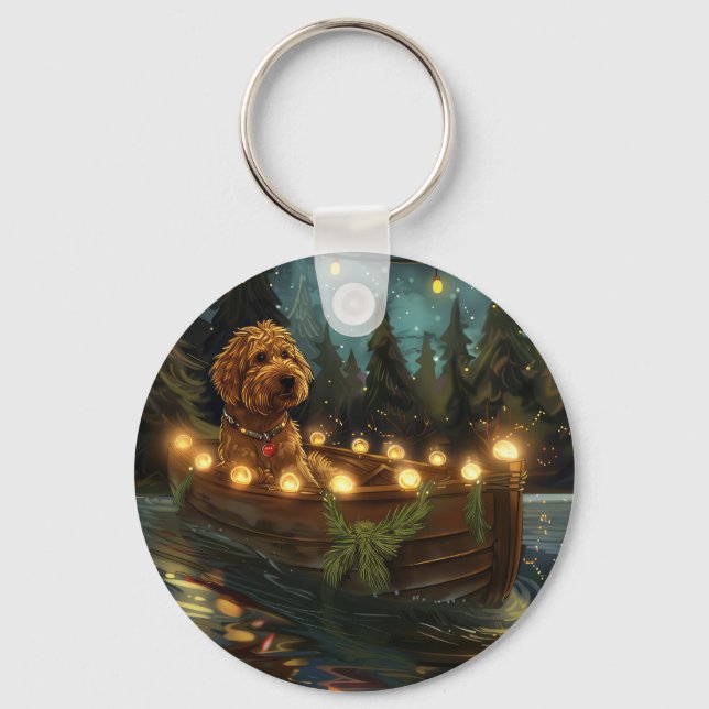 Porte-clés Voyage de fête de Noël Bernedoodle (Recto)