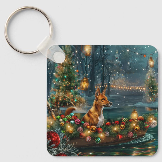 Porte-clés Voyage de fête de Noël du Basenji (Recto)
