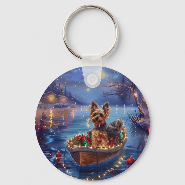 Porte-clés Voyage de fête de Noël du Biewer Terrier (Recto)