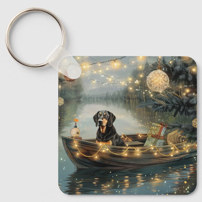 Porte-clés Voyage de fête de Noël du Bluetick Coonhound (Recto)