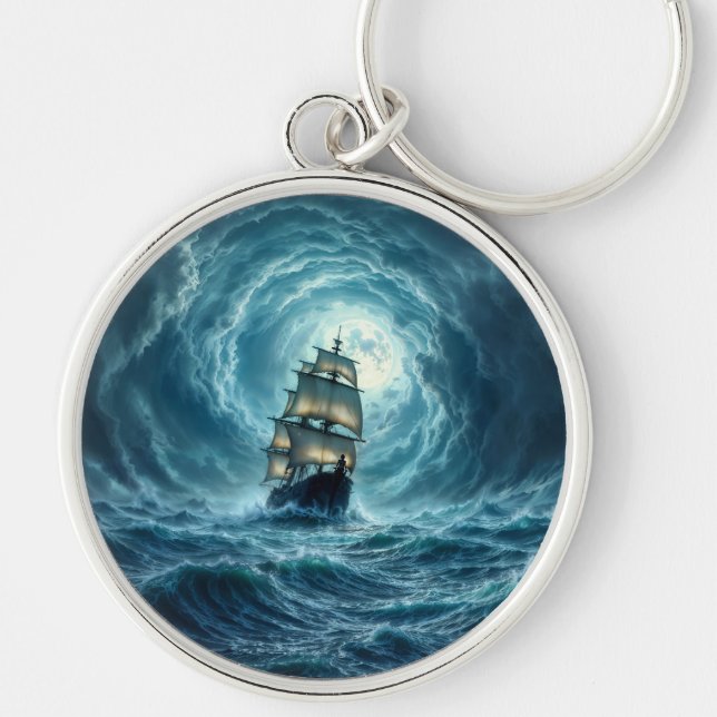 Porte-clés Voyage de navire de tempête océanique (Devant)