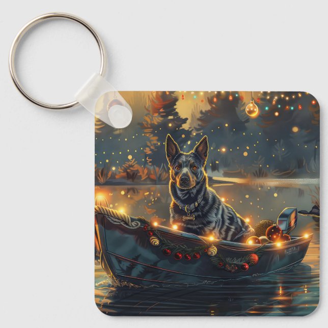 Porte-clés Voyage de Noël festif Blue Heeler (Recto)