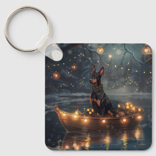Porte-clés Voyage de Noël festif du Doberman