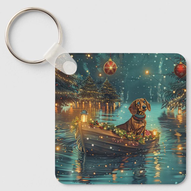 Porte-clés Voyage de Noël festif du teckel (Recto)