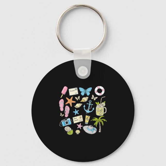 Porte-clés Voyage de plage esthétique côtière étoile de mer c (Recto)