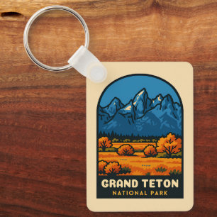 Porte-clés Voyage Rétro Parc National Grand Teton USA Vintage