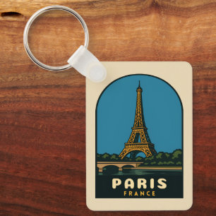 Porte-clés Voyage Rétro Vintage Paris France Tour Eiffel