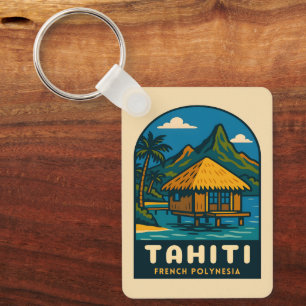 Porte-clés Voyage Rétro Vintage Tahiti Polynésie française Pl