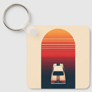 Porte-clés Voyage sur la route rétro minimaliste vintage voit