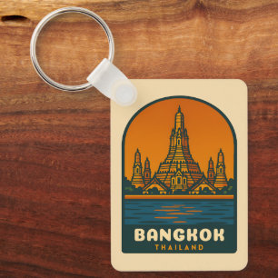 Porte-clés Voyage Vintage Bangkok Thaïlande Graphique Rétro
