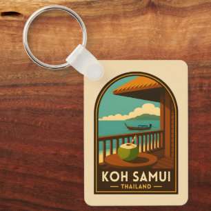 Porte-clés Voyage Vintage Koh Samui Île Thaïlande Rétro