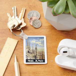 Porte-clés Voyage Vintage Milano Italie Cathédrale Gothique D