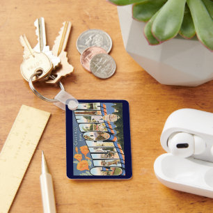 Porte-clés Voyage Vintage, Salutations de Californie Pavots