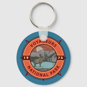 Porte-clés Voyageurs Parc national Moose Retro Compass Emblem