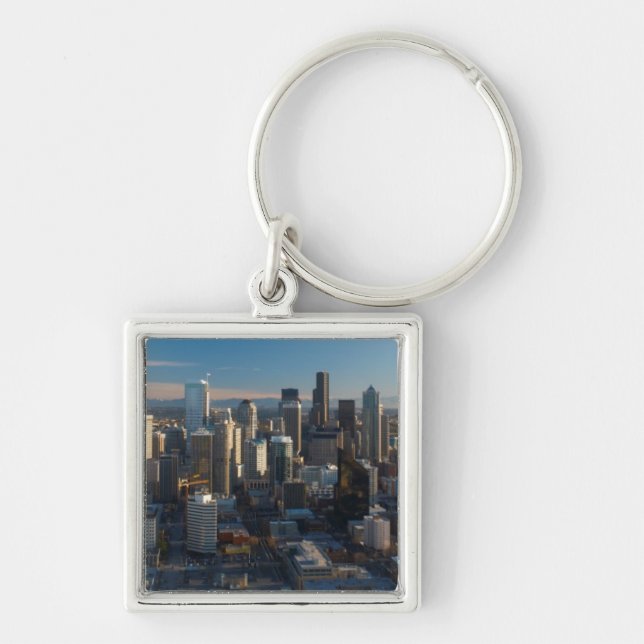 Porte-clés Vue aérienne d'horizon de ville de Seattle (Devant)