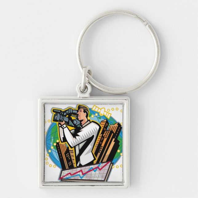 Porte-clés Vue de côté du tir de l'homme (Devant)