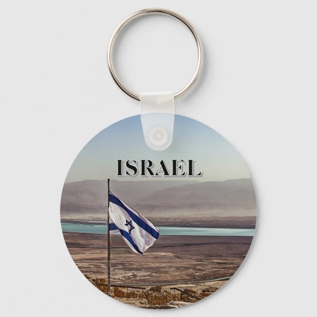Porte-clés Vue de Masada avec le drapeau israélien (Recto)