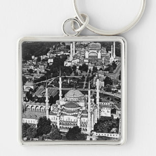 Porte-clés Vue d'ensemble de la mosquée bleue d'Istanbul en T