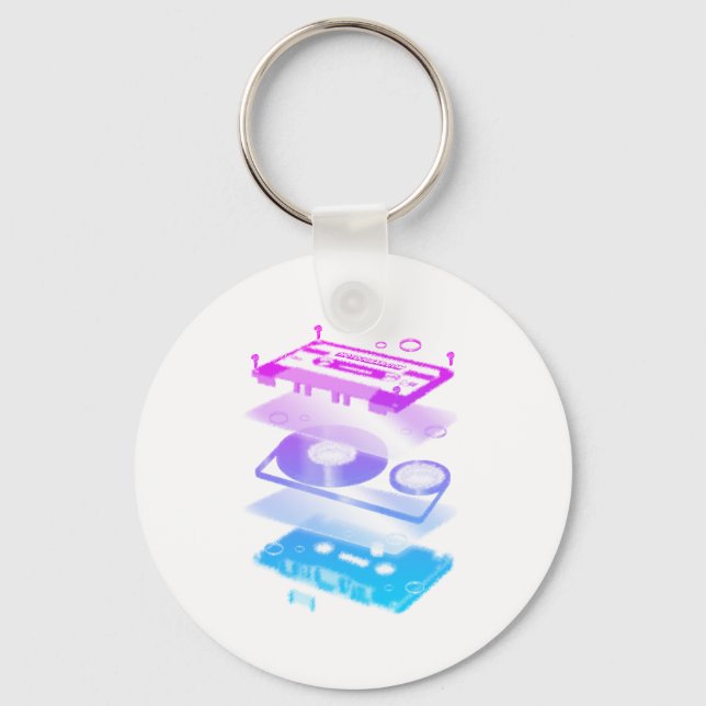 Porte-clés Vue d'explosion de la cassette - Musique Bande Ret (Recto)