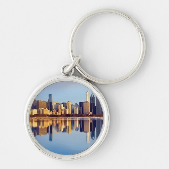 Porte-clés Vue d'horizon de Chicago avec la réflexion (Devant)