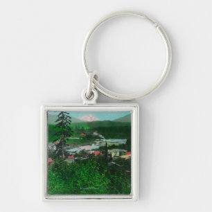 Porte-clés Vue éloignée de crête et de ville de glacier