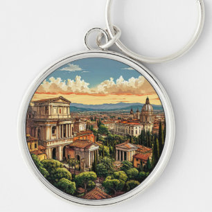 Porte-clés Vue panoramique de Rome sur la ville historique