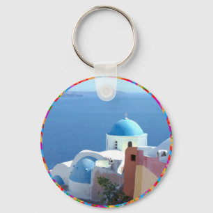 Porte-clés Vues de l'église sur Santorin, Grèce