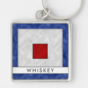 Porte-clés W Whiskey Nautical Signal Flag + Your Name