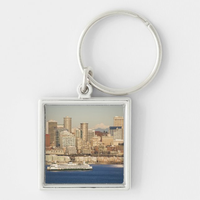 Porte-clés WA, Seattle, ligne d'horizon de Seattle et baie d' (Devant)