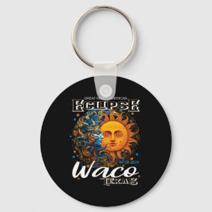 Porte-clés Waco Texas 2024 Total Solaire Eclipse Cosmique 8 a