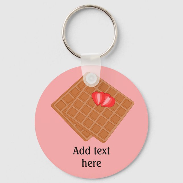 Porte-clés Waffles with strawberry fun graphic - custom text  (Recto)
