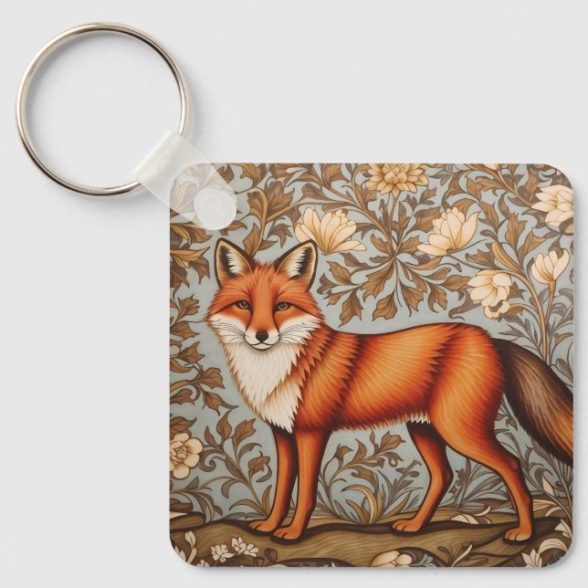 Porte-clés Walking Fox William Morris Inspired  (Recto)