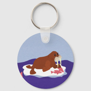Porte-clés Walrus sur Iceberg avec Poisson