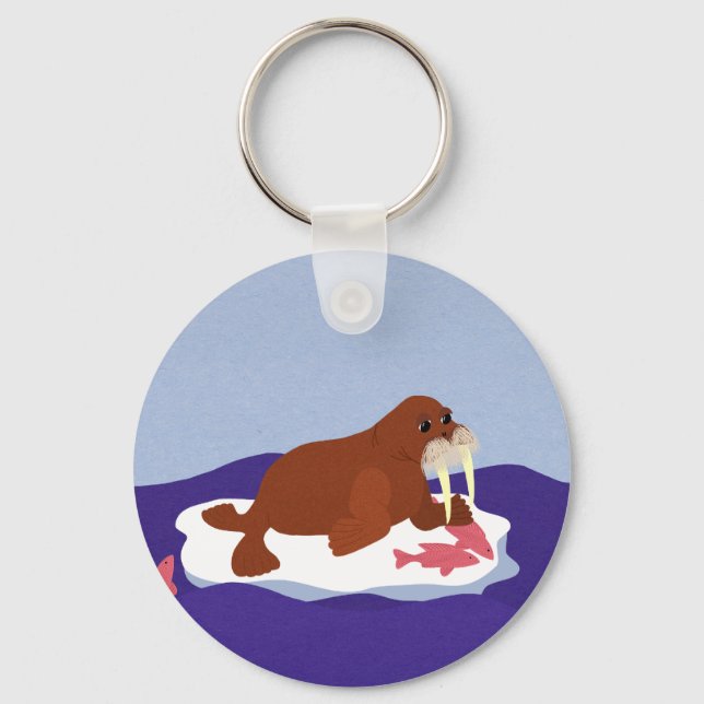 Porte-clés Walrus sur Iceberg avec Poisson (Recto)