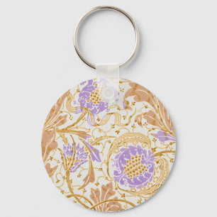 Porte-clés Walter Crane Arts and Crafts Art floral pourpre