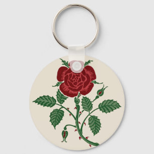Porte-clés Walter Crane Motif de Rose Rouge Saxonne Vintage
