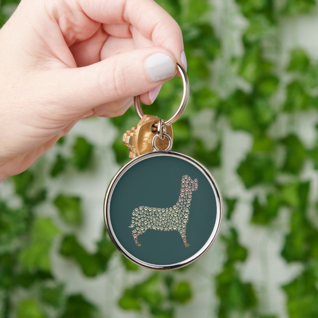 Porte-clés Warm Gold Gradient Paw Print Dog Silhouette Fabric (Main)