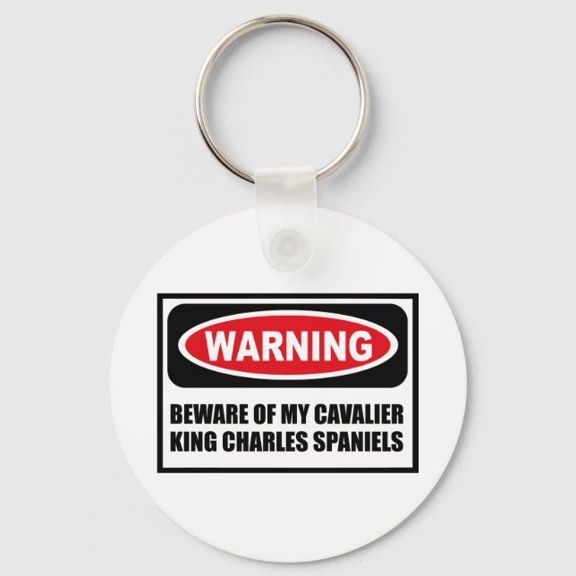 Porte-clés Warning BEWARE OF MY CAVALIER KING CHARLES SPANIEL (Recto)