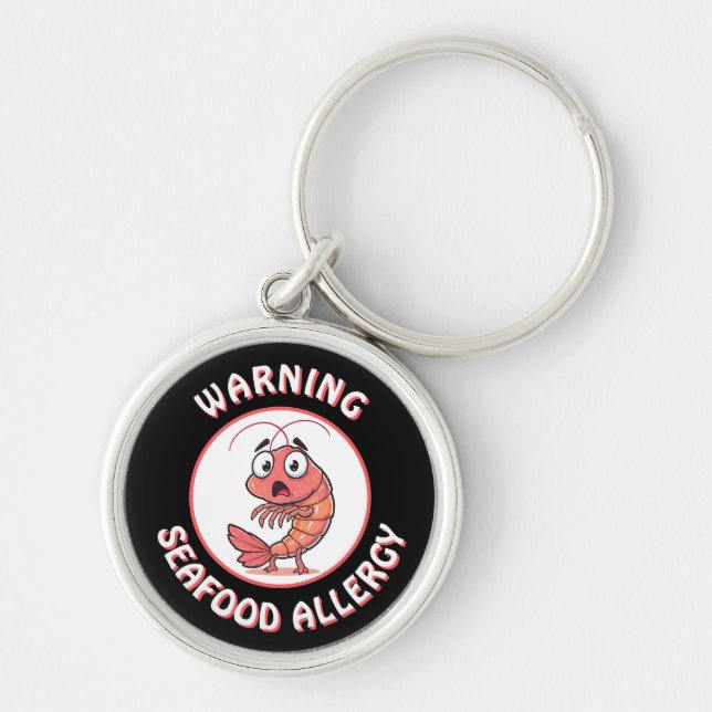 Porte-clés Warning Severe Seafood Allergy Alert Button (Devant)