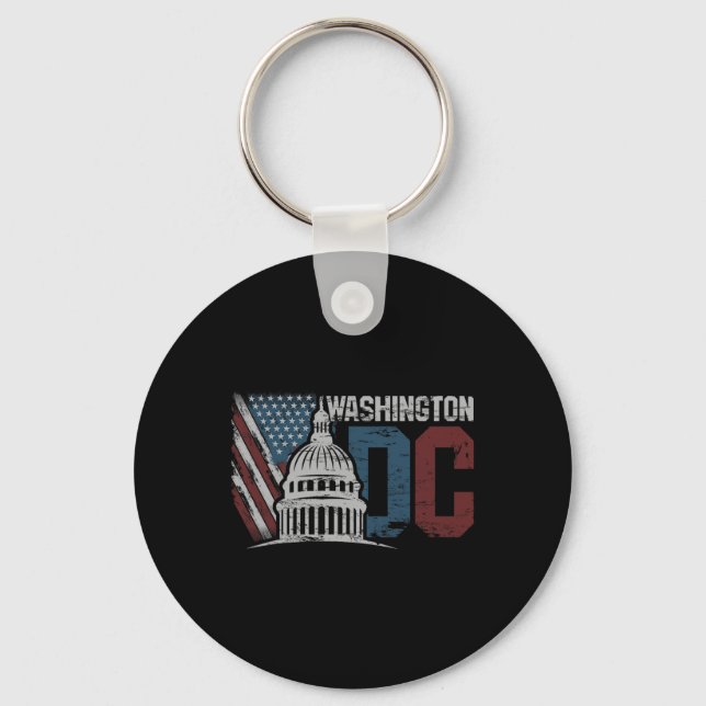 Porte-clés Washington Dc Capitol Hill Usa Drapeau Souvenir De (Recto)