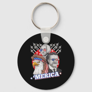 Porte-clés Washington Roosevelt Bald Eagle 4 juillet Patrio